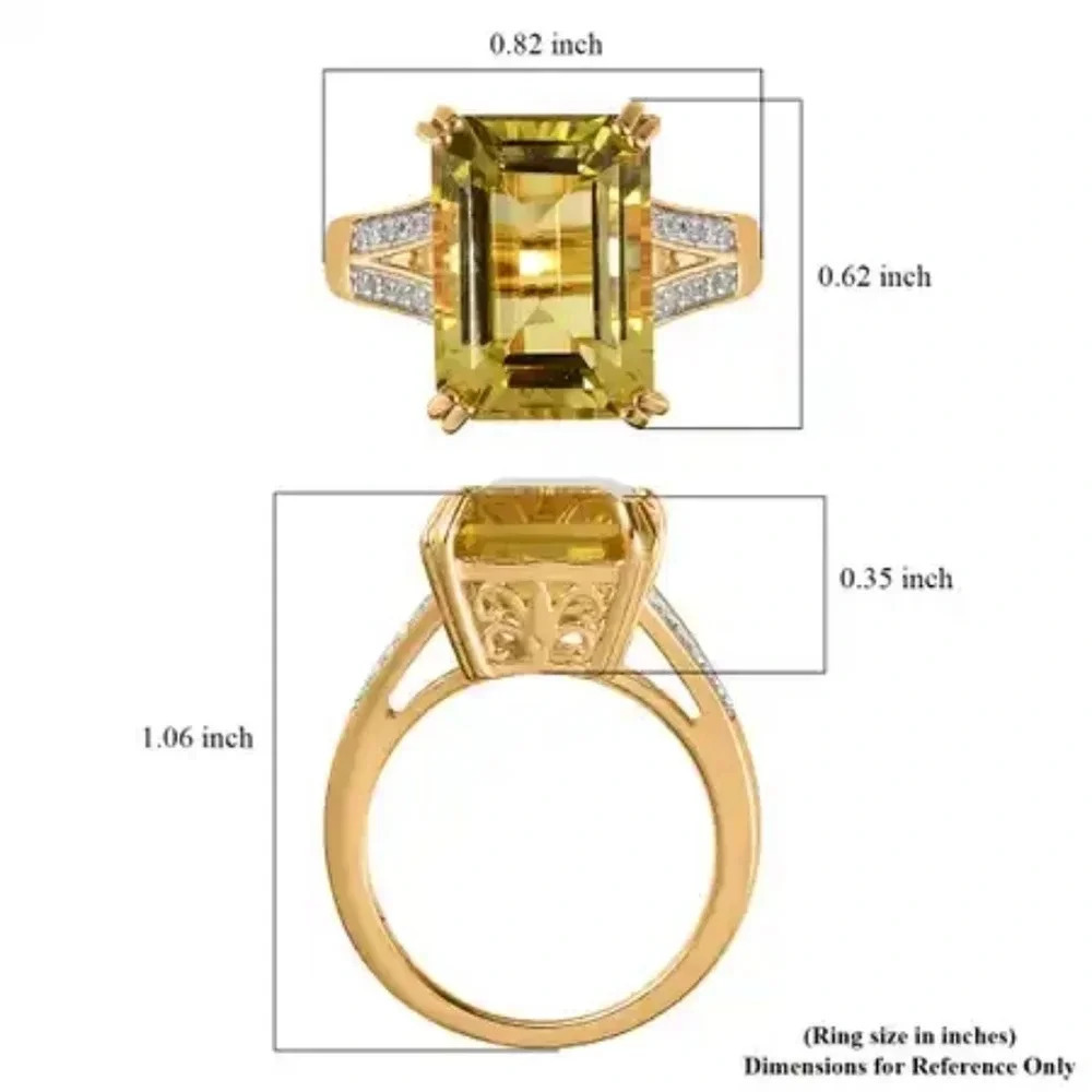 Ouro Verde Quartz & Natural White Zircon Ring. - Picture 8 of 8